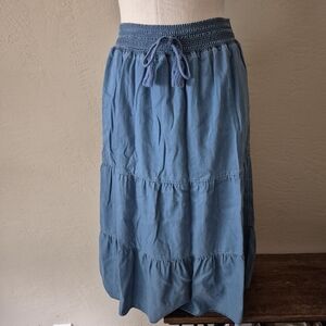 Cottagecore Blue Cotton prairie skirt L